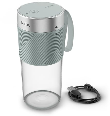 Tefal Lightmix Portable Blender, Powerful Cordless Mini Blender, Rechargeable, Portable Smoothies, Protein Shakes, Blends Ice & Frozen Fruit, 300ml BL1C0430