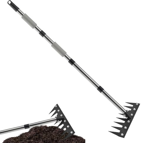 Genérico Rastrillo Escardador con Mango Largo - Herramienta Manual para Eliminar Malezas Y Escardar,Arrancador Resistente para Jardín Patio Y Césped con Desbrozadora para Aflojar Tierra