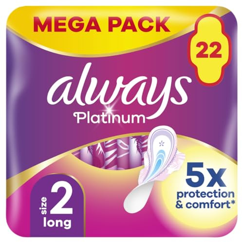 Always Platinum Long (Size 2) Sanitary Towels with Wings 22 Pads