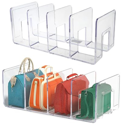 Clear Purse - Transparent Closet Bag Storage, 2X Bag Rack Stand, Durable Clutch and Tote | Wallets, Pouches, Clutches, Handbags, Bedroom, Closet, Office, Home, Travel, Ac