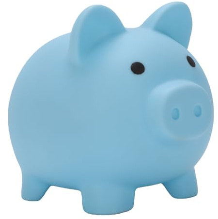 Garsent Salvadanaio per Bambini in Plastica Infrangibile Addensata Salvadanaio per Ragazzi e Ragazze, Simpatico a Forma di Maiale con Grande capacità per Monete in Contanti, Fondo con Manopola (BLUE)