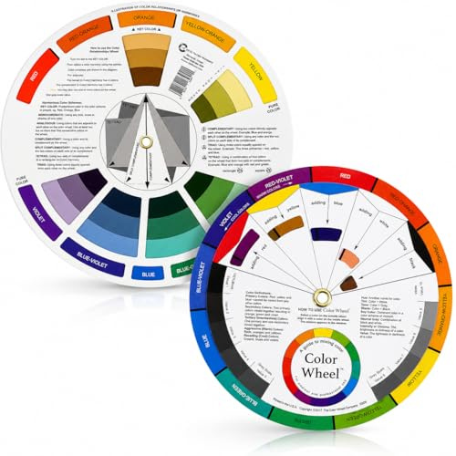 ALLGAYER 2 Pcs Colour Wheel for Artist, 14cm Color Mixing Guide Chart for Painting and Drawing, Sturdy Cardboard Double Sided Creative Selector for Students, Designers and Crafters