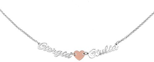 Collana con due nomi in argento 925 anallergico Made in Italy.