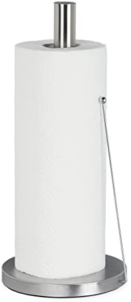 Relaxdays Küchenrollenhalter aus Edelstahl, Design Papierrollenhalter stehend, für die Küche, HxD: 33 x 15 cm, silber, 1 Stück