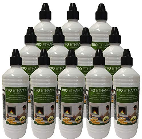 12x 1 Liter Flaschen Ethanol Gelkamine Ethanolkamine Wandkamine Bioethanol