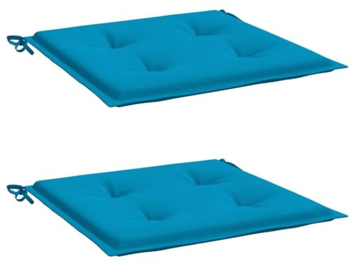 vidaXL Gartenstuhl Kissen 2 STK., Sitzkissen Outdoor Indoor, Stuhlkissen mit 2 Sätzen Schnüren, Stuhlauflage Sitzpolster, Blau 40x40x4cm Oxford-Gewebe