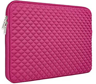 RAINYEAR 15.6 pollici Laptop Sleeve Custodia antiurto imbottita fodera soffice protettiva Custodia da trasporto compatibile con notebook da 15,6 pollici Computer Ultrabook Chromebook(Rosa Scuro)