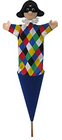 Marionette Märchenfigur Handpuppe Kasper Clown 54 cm, Ideal für Puppentheatre und Rollenspiele, für Kinder Baby Jungen Mädchen