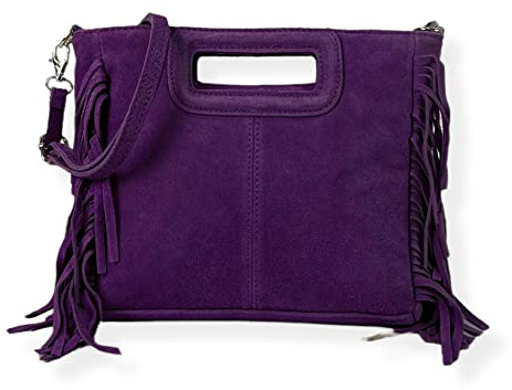 énvo - Bolso de Mano con Flecos para Mujer, Bolso de Ante con Flecos Laterales, Fabricado en Italia