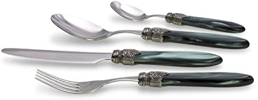 Rivadossi Laura Verde scuro - Posto Tavola, 4 Pezzi - 100% Made in Italy, Artigianalità e Design - Acciaio Inox 18/10