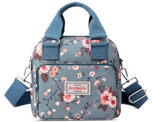 FORRICA Handtaschen Damen Umhängetasche mit Blumenmotiv Crossbody Bag Wasserdicht Nylon Frauen Schultertasche Lässige Damentasche für Shopper Reise Blume J