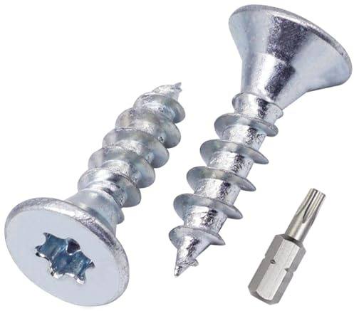 SKIR'CO (150 unidades) Tornillos para madera de acero galvanizado 5,0 x 20 mm, cabeza Torx, cabeza avellanada, tornillos para aglomerado, totalmente roscados