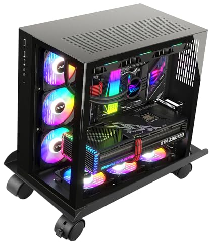 CPU Ständer Für PC, Desktop Computer Tower Ständer, Einstellbare CPU Halterung, Universal Mobil-PC Ständer mit 4 Rollenden Feststellbaren Lenkrollen für PC Tower, Drucker, Topfpflanzen