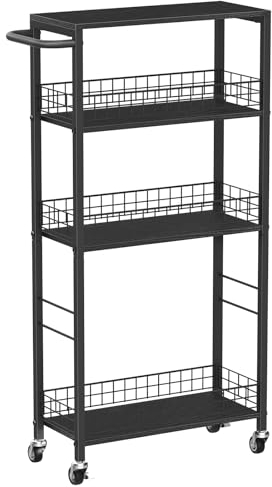 Nandae Carrello a 4 Ripiani, Carrello Cucina Salvaspazio con Ruote, Struttura in Acciaio, Maniglia, Carrellino Piccoli Spazi, Bagno Salotto Studio