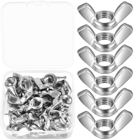 25 Pcs M8 Wing Nuts, Butterfly Nuts, Stainless Steel Butterfly Wing Nut Assortment Kit, Metric Hand Screw Wings Nut for Bolts Screws