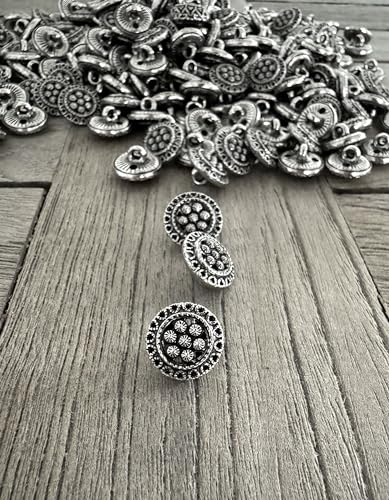 allerliebste, kleine Dirndl Knöpfe silber glänzend Knöpfe Metall Trachten (10 Stück)