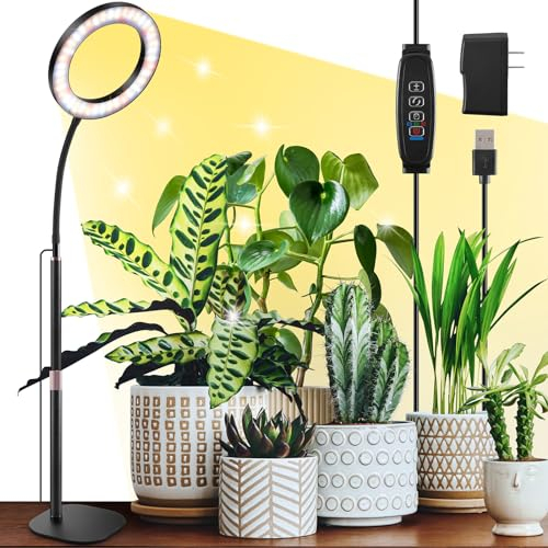 Lampe de Croissance pour Plante à Spectre Complet, Flexible à 360° avec Bras Ajustable, Hauteur Réglable de 30 à 63 cm, Minuterie Automatique 3/9/12H, Parfaite pour la Culture des Plantes d'Intérieur