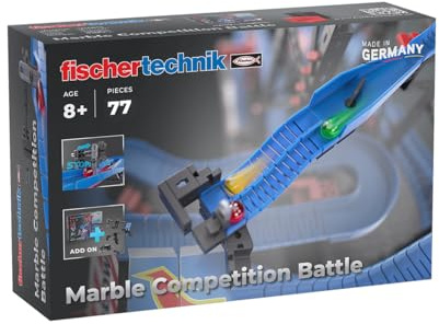 fischertechnik Marble Competition Battle 571898 – Murmelbahn-, Kugelbahn-Erweiterung, 3 Bahnelemente, ab 8 Jahre, Schwarz