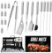 DRAGON RIOT Grillbesteck Set aus Edelstahl, 19 Stücke Grillset für Männer Geschenk, Premium Grillzubehör Set mit Spatel im Alukoffer, BBQ Grillbesteck Koffer Hochwertiger Grill Set für Garten, Camping