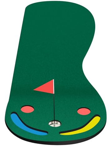 GYMAX Putting Green da Golf 300 x 96 CM, Tappetino da Allenamento per Pratica Golf Indoor ed Esterno con 1 Bandiera, 3 Coppe da Putting, Tappetino da Allenamento Professionale per Bambini e Adulti