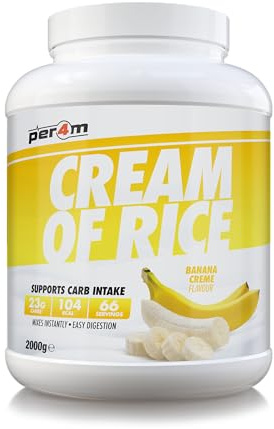 Per4m Protein Cream of Rice | Easy-to-Digest Complex Carbohydrate | Gluten-Free, Plant-Based Smooth Rice Porridge | Ideal Pre Post-Workout (2kg, Banana Creme)