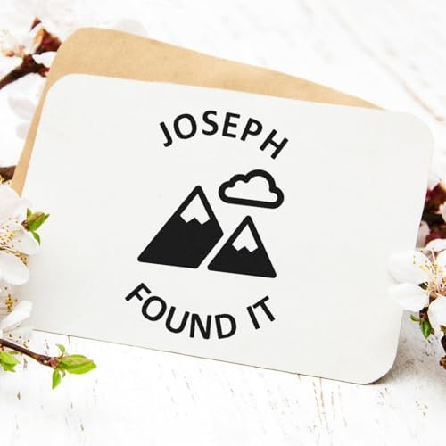 Custom Geocache Stamp - Self-Inking Mountain Treasure Hunt Log Stamp, Circle Geocache Stamp, 3/4 Size, Easy Press & Print, 11 Vibrant Ink Colors for GIS Professionals & Outdoor Enthusiasts