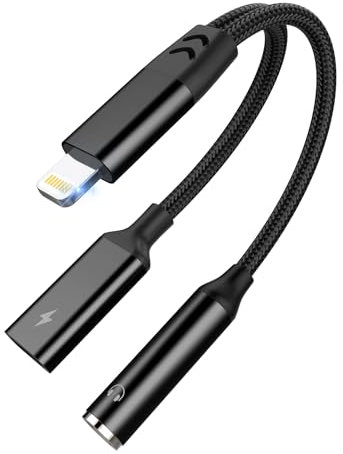 Adaptateur Lightning Jack Casque 2 en 1 pour iPhone - Chargeur Rapide 60W, Câble Aux, Écouteurs Splitter, Répartiteur pour iPhone 14/13/12/SE/11/X/XS/8/7