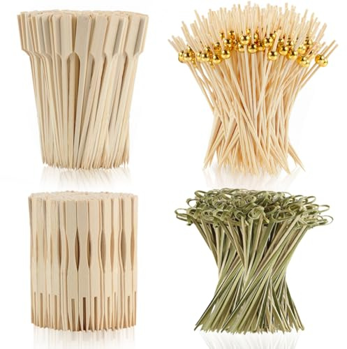 400 Cocktail Picks Bamboo Skewers for Appetizers,Fancy Toothpicks for Appetizers 4.7Eco-Friendly Cocktail Toothpicks for Food Sticks Party Drinks,Food Picks for Charcuterie Boards Accessories