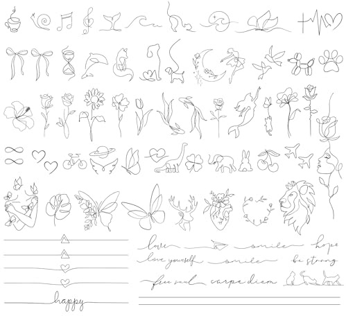 3 Sheets Small Temporary Tattoos for Women Single Line Fake Sticker Semi Permanent Tattoos Waterproof for Makeup Accessories