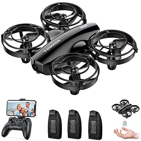 Tomzon Mini Drone con Cámara para Niños, 1080P Dron con Luz LED, Modo Gravedad/Vuelo Waypoint/3D Flips/Modo sin Cabeza/Estabilización de Altitud/Vuelo en Círculo, Juguete Drone para Principiantes