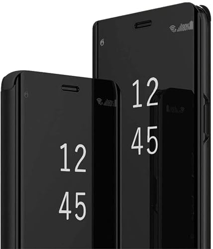 BoerHang Fodral kompatibelt med Samsung Galaxy S26 mobilfodral, Smart Clear View Cover, Clear View Standing Case, genomskinligt 360° skydd. (Svart)