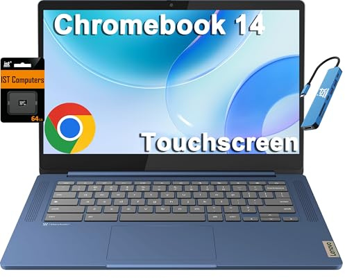 Lenovo Chromebook 14 Laptop (14 FHD Touchscreen, 8-Core 2.0GHz Processor, 4GB RAM, 128GB (64GB eMMC + 64GB SD Card)) Anti-Glare, Webcam, 13-Hr Long Battery Life, IST HUB, Chrome OS w/Google AI