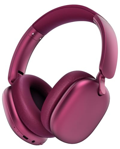 RORSOU C6 Cuffie con Cancellazione Attiva del Rumore, Cuffie Wireless Over Ear Bluetooth, Cuffie Leggere Piegevoli con Cupole Profonde per Bassi Comfort e Microfono Rosso
