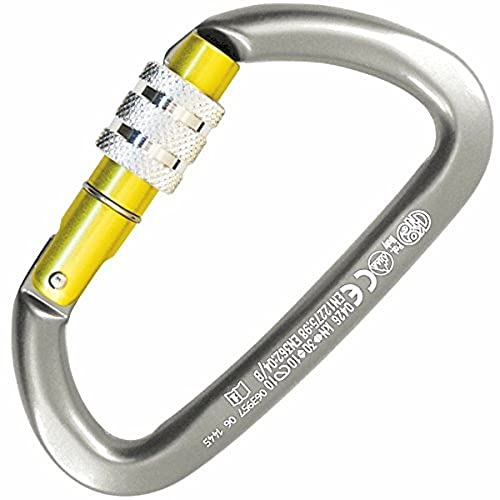 Kong. Guide Screw Sleeve. Moschettone in Alluminio con Ghiera a Vite. Forma a D. Alto Carico. Sistema Keylock anti-impiglio. Certificazione EN 362/B, EN 12275/B, UIAA, EAC. Peso 78g.
