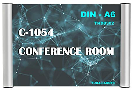 TUKA-i-AKUT A6 Placa para puerta, placas transparente, extra robusto, señal de puerta de oficina, letrero 148mm x 104mm, letrero de información, Montaje Atornillado o Fijación Adhesiva, TKD8302-A6