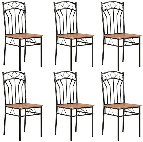 vidaXL 6x Dining Chairs Home Side End Kitchen Area Seat Furniture Dining Room Seating Living Room Restaurant Office Bar Chair Brown MDF