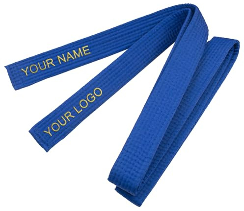 TopTie Custom Embroidered Karate Belt, Martial Arts TaeKwonDo Judo Rank Belt-Blue-Size 2