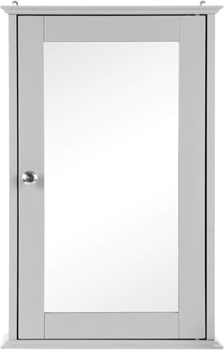 Thrink SINGLE Door Mirrored Bathroom Cabinet Shelf | wall mounted | Stylish Strong | chrome handles for that classy look | Made From Sturdy WOOD