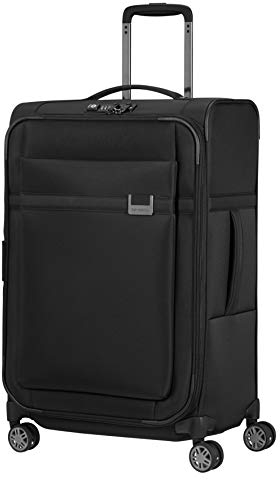Samsonite Airea - Spinner S (Length: 35 cm) Expandable Hand Luggage, 55 cm, 38/43.5 L, Black (Black)