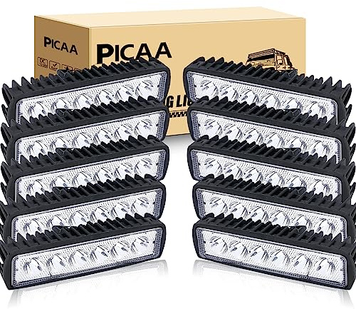 PICAA 10 pz 18 W LED Lavoro Spot Light Bar 6 Auto Spot Fascio Sottile Lampada di Guida 12V 24V Impermeabile per Auto Camion Barca SUV ATV 4WD Offroad