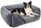 MIXJOY Large Dog Bed Washable, Grey Dog Bed Puppy Beds Orthopedic Pet Bed with Anti-Slip Bottom, Low Front Edge Dog Bed for Border Collie, Golden Retriever, French Bulldog, 76×61×23 cm