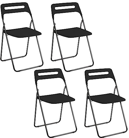 Baroni Home Silla Plegable para Ahorrar Espacio, Silla de Comedor para Interior y Exterior con Estructura de Acero, 42x38x78 cm (Negro, 4)