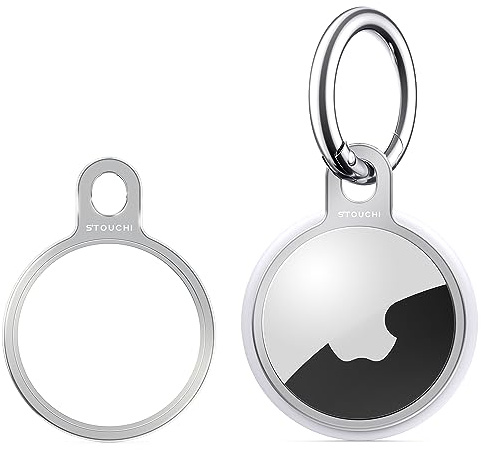 Stouchi nyckelring [1-pack] rostfritt stål Case Holder Cover med 1 nyckelring enkel installation smal design för Key Finder tillbehör