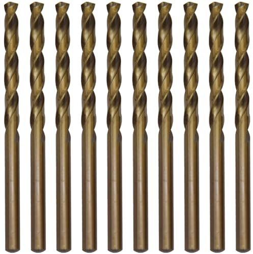 CEEYSEE 10 Stücke 5mm HSS Cobalt Bohrer Set M35 Metallbohrer Spiralbohrer Cobalt Drill Bit zum Bohren in Edelstahl, Metall, Gusseisen und harten Kunststoffen (5mm)