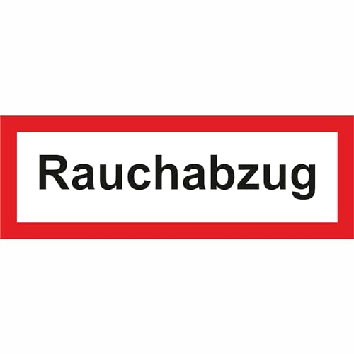 Indigos UG Aufkleber Rauchabzug Hinweisschild Brandschutz, 29,70x10,50 cm - selbstklebender Sicherheits Aufkleber für Tür oder Wand - Warnschild für Gebäude, Hotel, Büro, Firma, Haus, Praxis