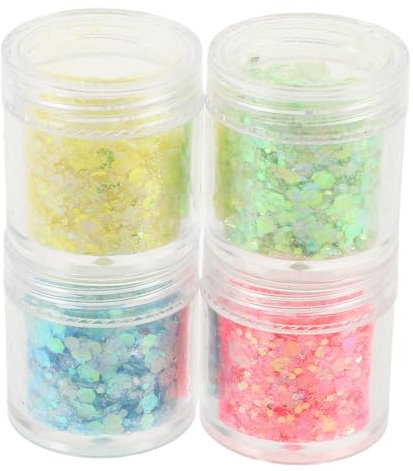 Operitacx -Glitzerpulver 4 Flaschen Diy Holografische Maniküre Pailletten Basteln Glitzer Fingernagel-Glitzer Kunst Mehrzweck-Glitzer Für Party-Dekoration