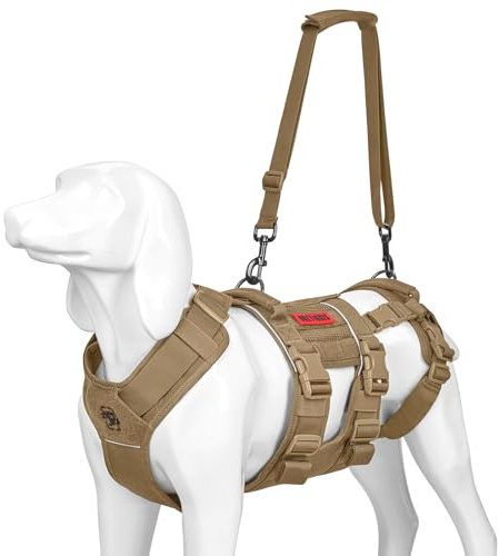 Arnés para perros OneTigris SKYEWALKER, arnés ajustable para elevación con 2 asas para soporte y rehabilitación, adecuado para perros medianos y grandes, marrón, M