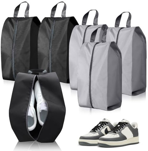 6 Stück Schuhbeutel Reise, Wasserdicht Schuhtasche mit Reißverschluss Staubdicht Shoe Bag Schuhsack Schuhtaschen Organizer für Reisen Oder Zuhause-Aufbewahrung (Schwarz, Grau)