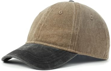 Zylioo Oversize Washed Baseball Cap,XXL Jean Dad Hat,2-Tone 6-Panel 100% Cotton Cap for Men with Big Heads Khaki-Black