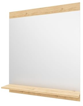 wohnartig® Stella Badezimmerspiegel | Eiche Artisan | 50,5 x 60 cm | großer Wandspiegel mit praktischer Ablage für EIN modernes Badezimmer | hochwertiger Badspiegel